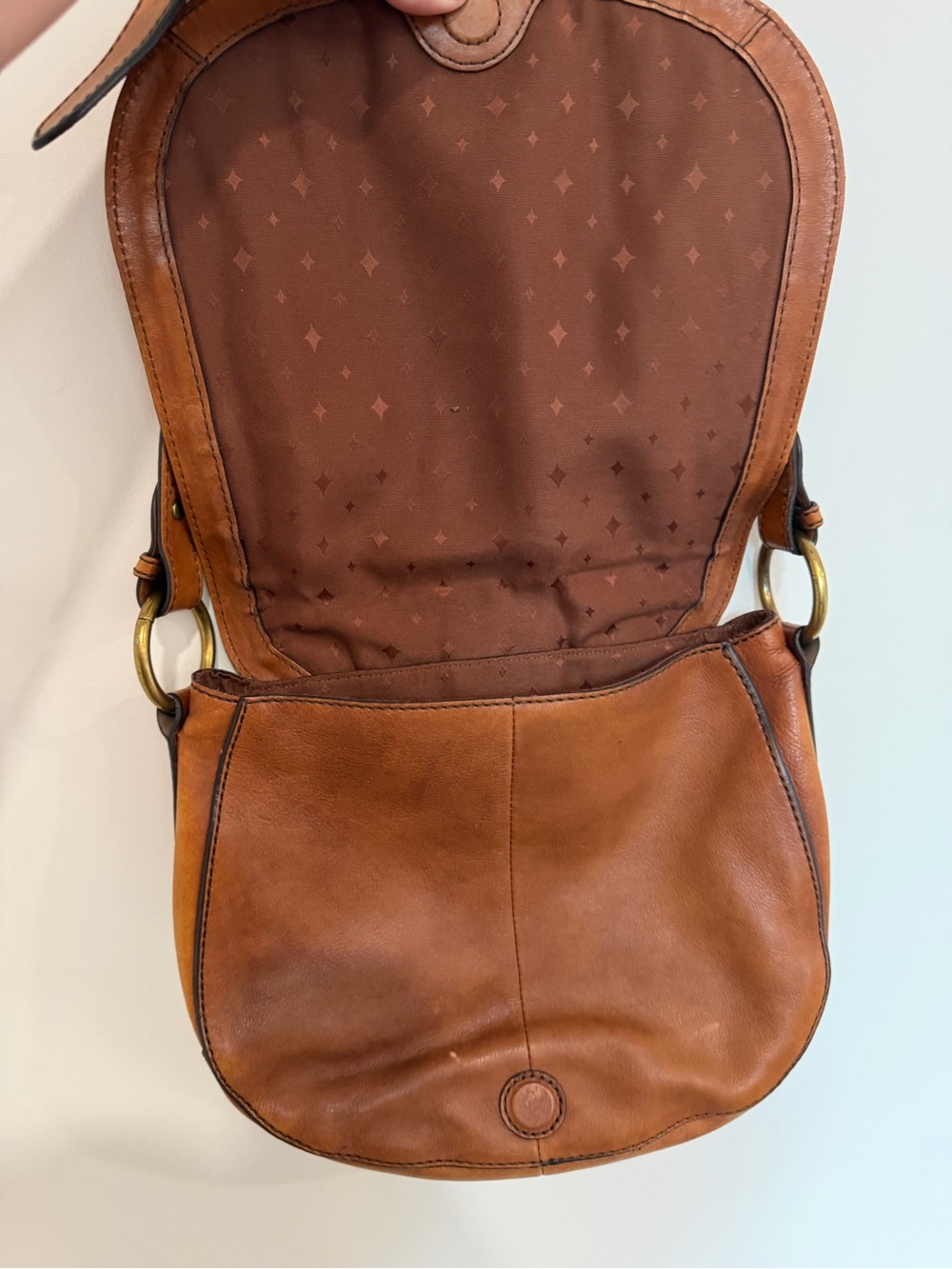 Fossil vintage Brown Leather Crossbody Saddle Bag - Picture 7 of 9